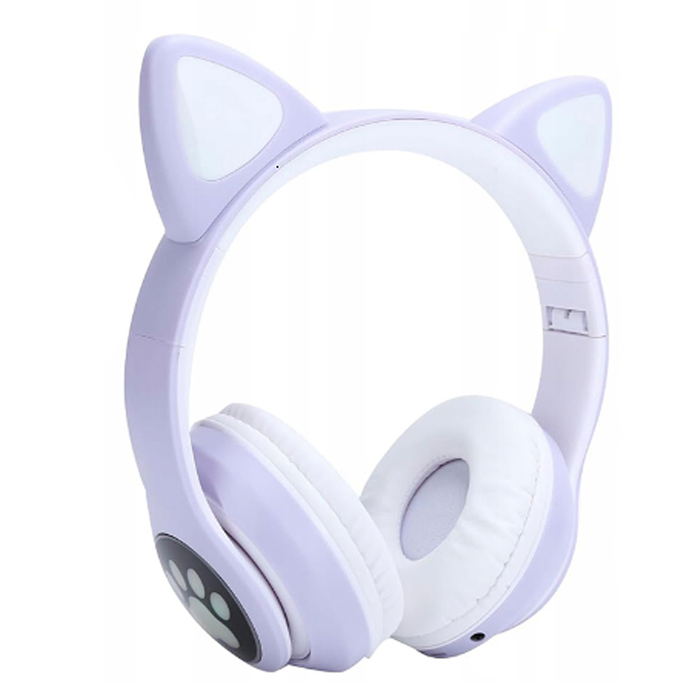 Bezdrátová sluchátka s kočičíma ušima fialová - náhľad 1
