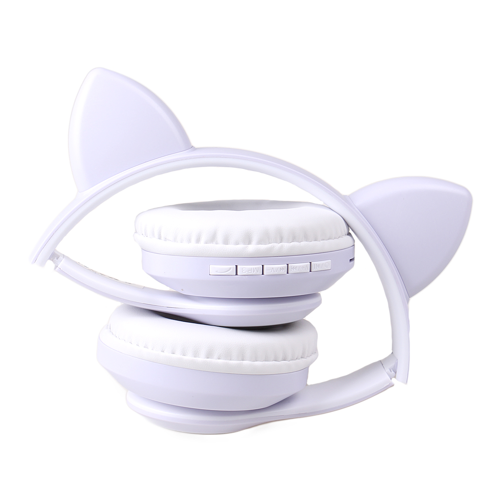 Bezdrátová sluchátka s kočičíma ušima fialová - náhľad 2