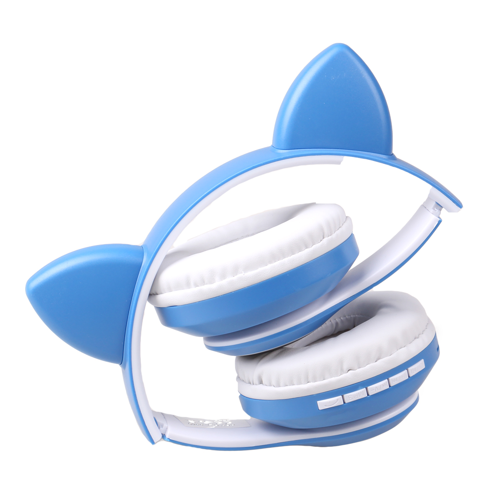 Bezdrátová sluchátka s kočičíma ušima modrá - náhľad 1