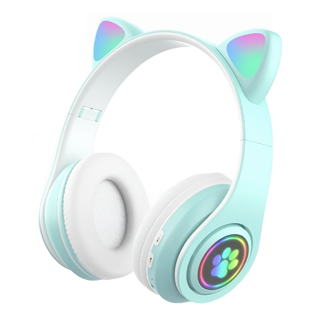 Bezdrátová sluchátka s kočičíma ušima zelená - náhľad 3