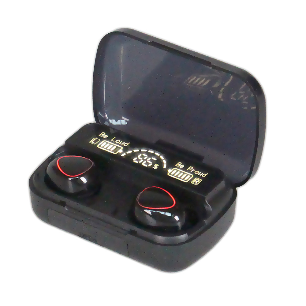 Bezdrátová sluchátka s powerbankou M10 černé - náhľad 3