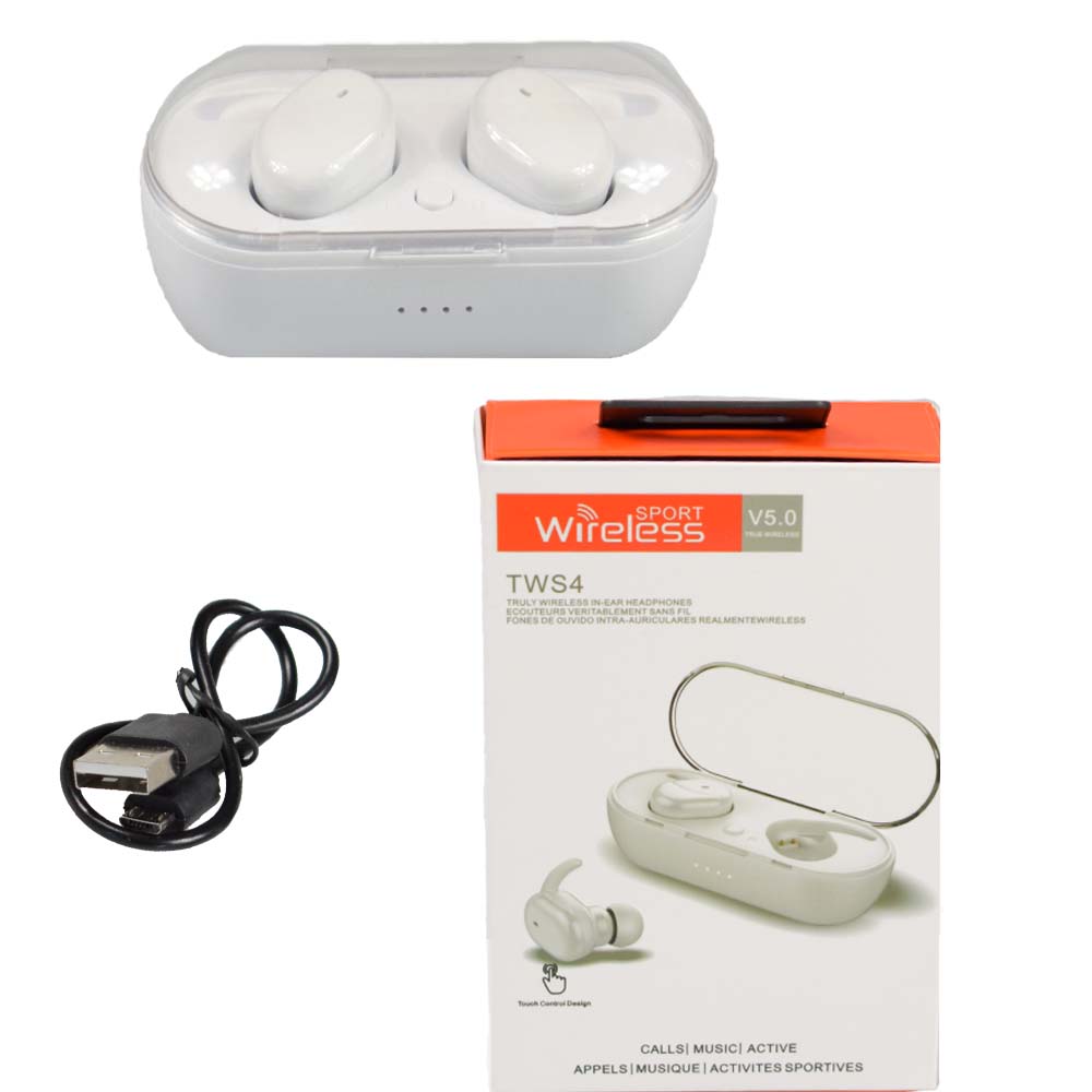 Sluchátka TWS4 bílá a dobíjecí box  - náhľad 1