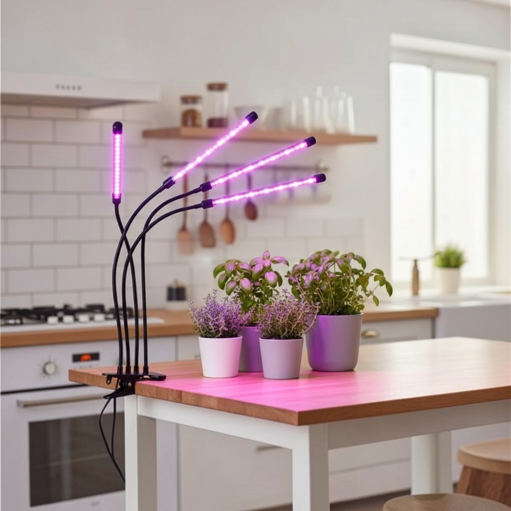 Čtyřramenná LED pěstební lampa pro pokojové rostliny - náhľad 5