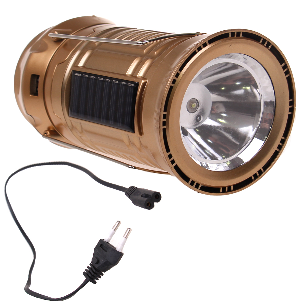 Multifunkční solární LED lucerna zlatá - náhľad 4