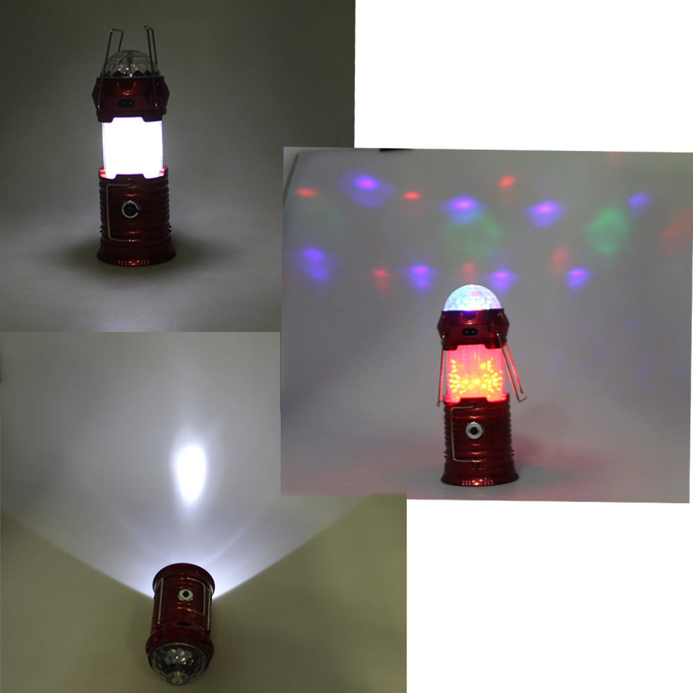Multifunkční solární LED lucerna červená  - náhľad 5