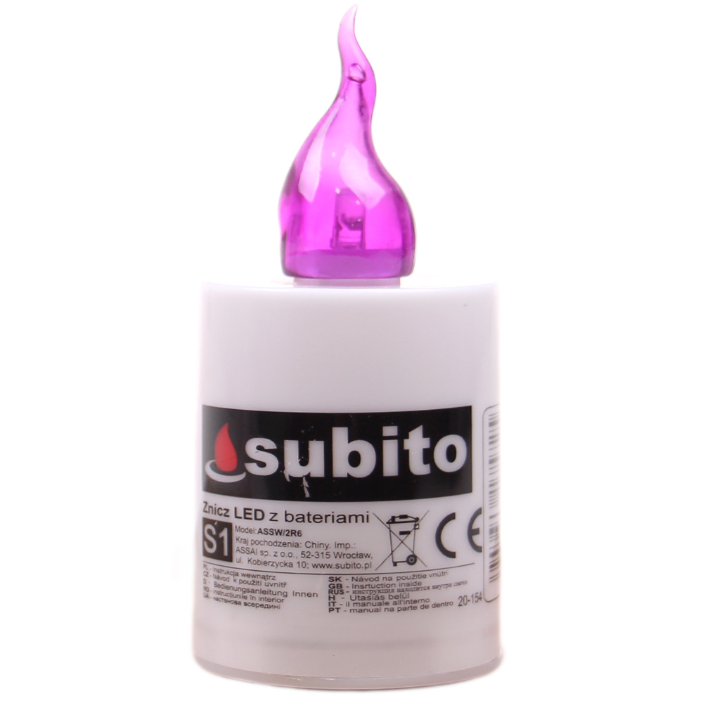 Svíčka SUBITO S1 blikací na baterie 30denní fialová - náhľad 1