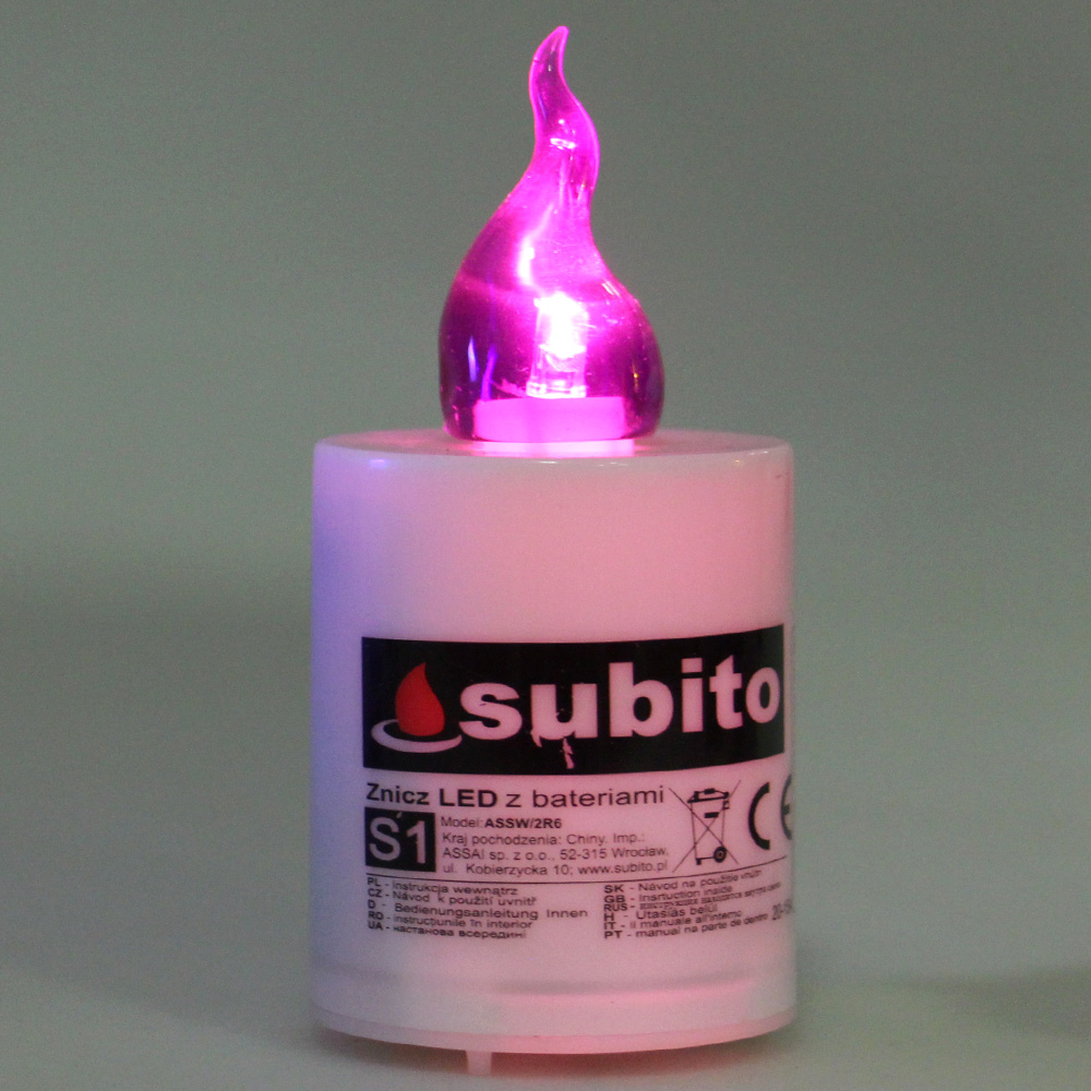 Svíčka SUBITO S1 blikací na baterie 30denní fialová - náhľad 2