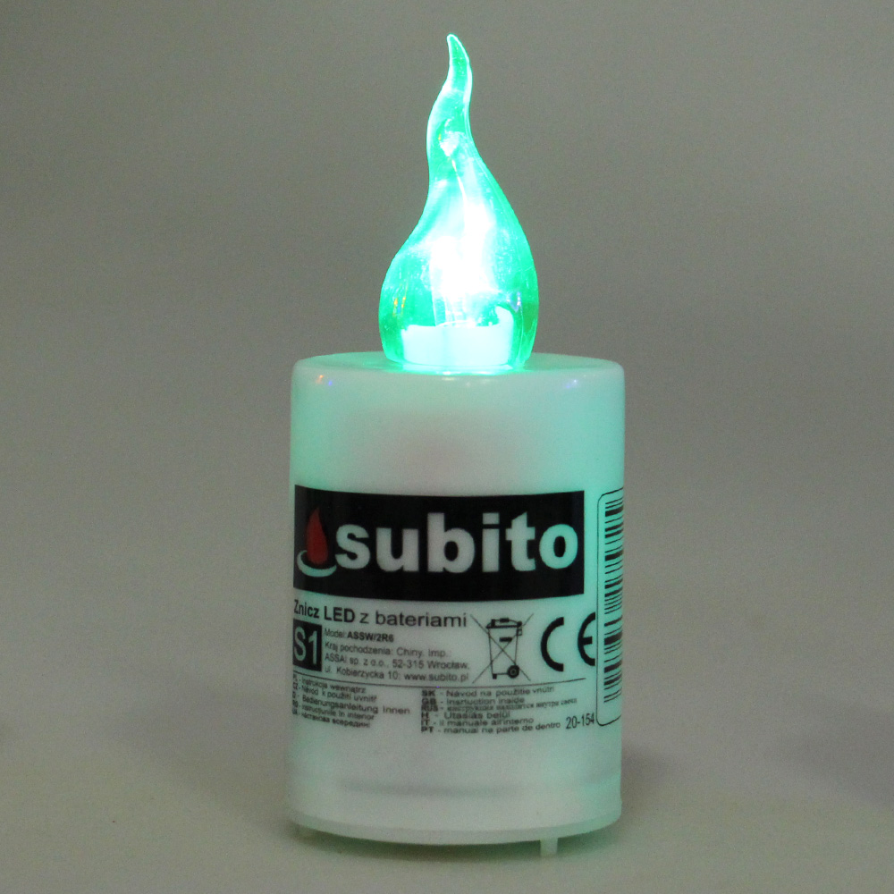 Svíčka SUBITO S1 blikací na baterie 30denní zelená - náhľad 2