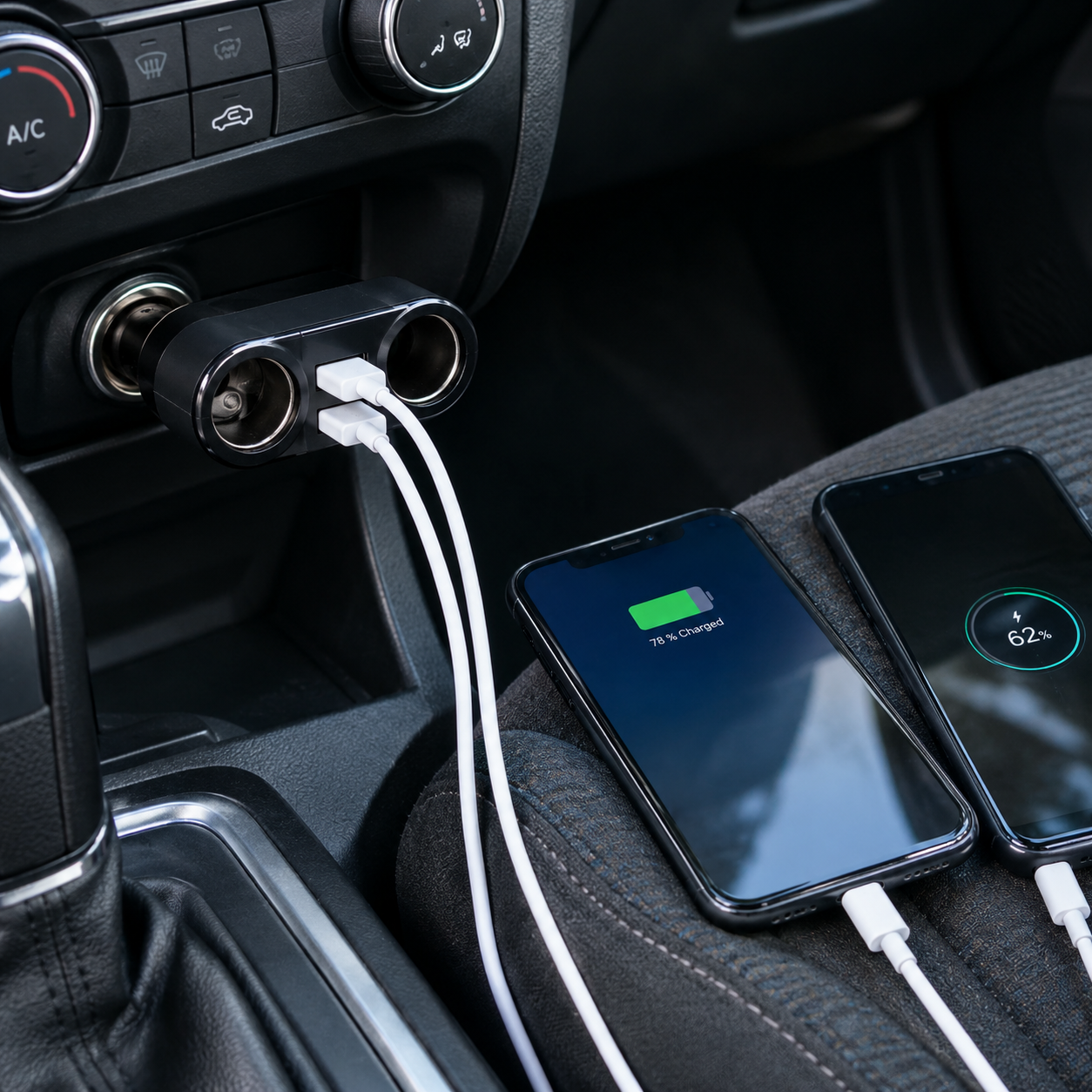 Rozbočka do autozapalovače 2×USB+2×CL - náhľad 5