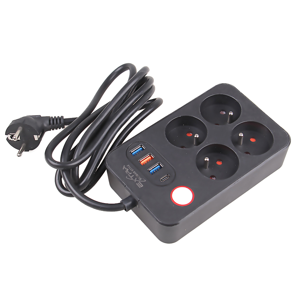 Prodlužovací kabel 2 m se 4 výstupy a USB - náhľad 1