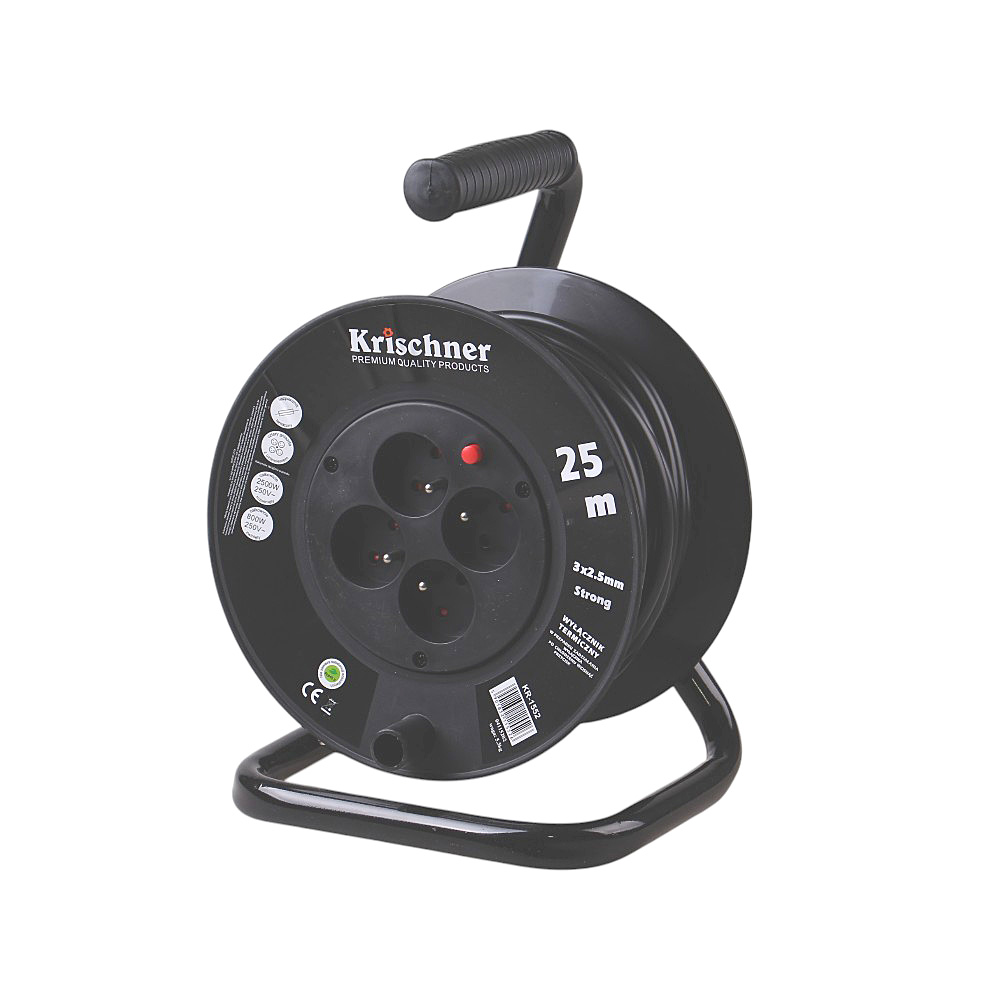 Prodlužovací kabel na bubnu 25 m černý 2,5mm - náhľad 1