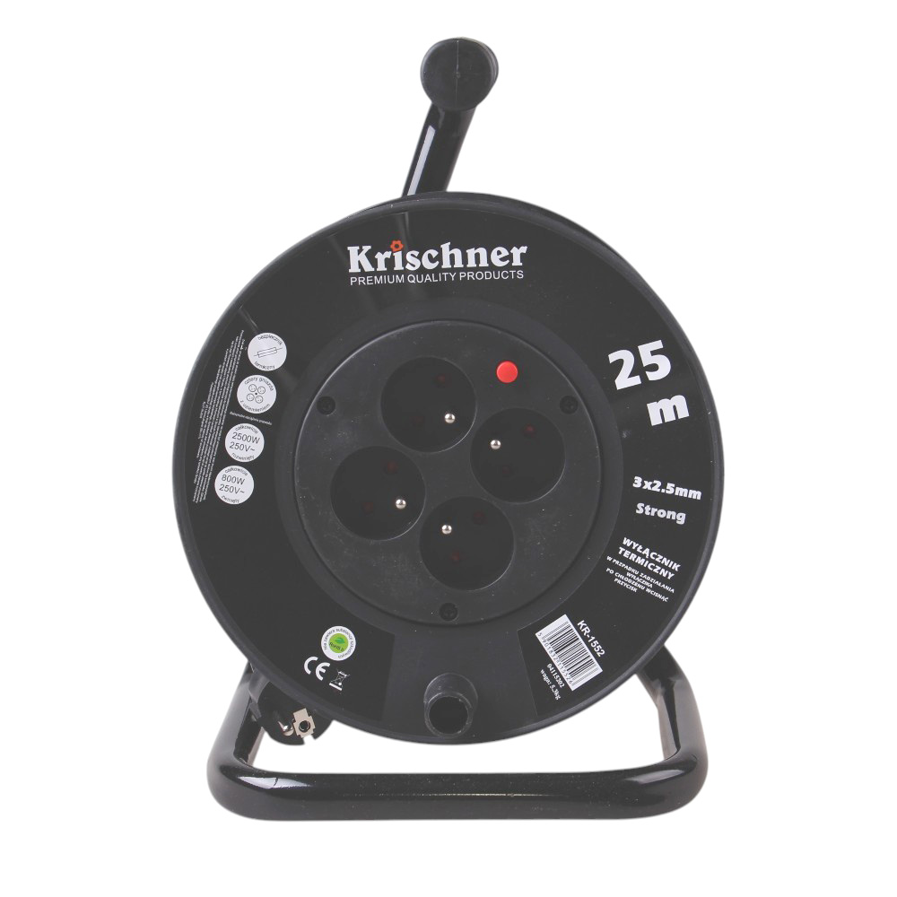 Prodlužovací kabel na bubnu 25 m černý 2,5mm - náhľad 2