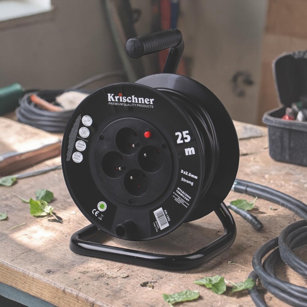 Prodlužovací kabel na bubnu 25 m černý 2,5mm - náhľad 4