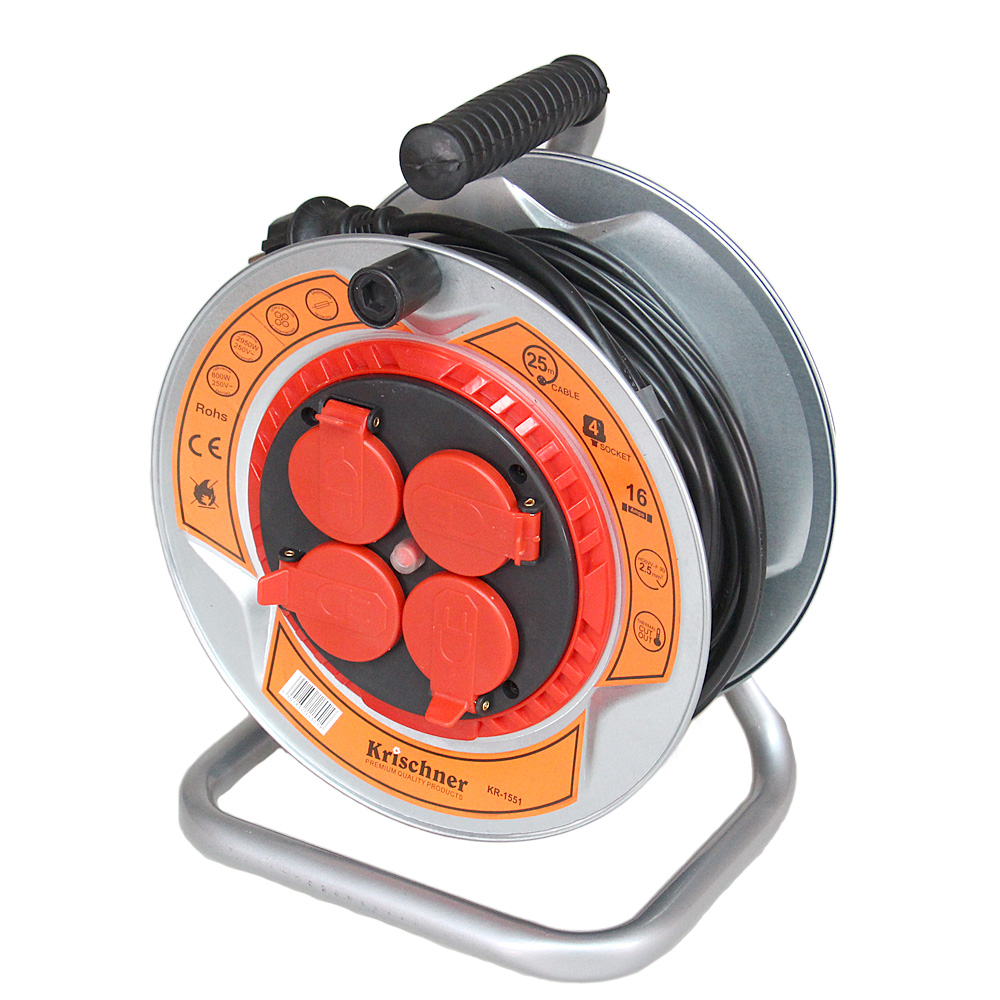 Prodlužovací kabel na bubnu 25 m šedý 2,5mm - náhľad 1