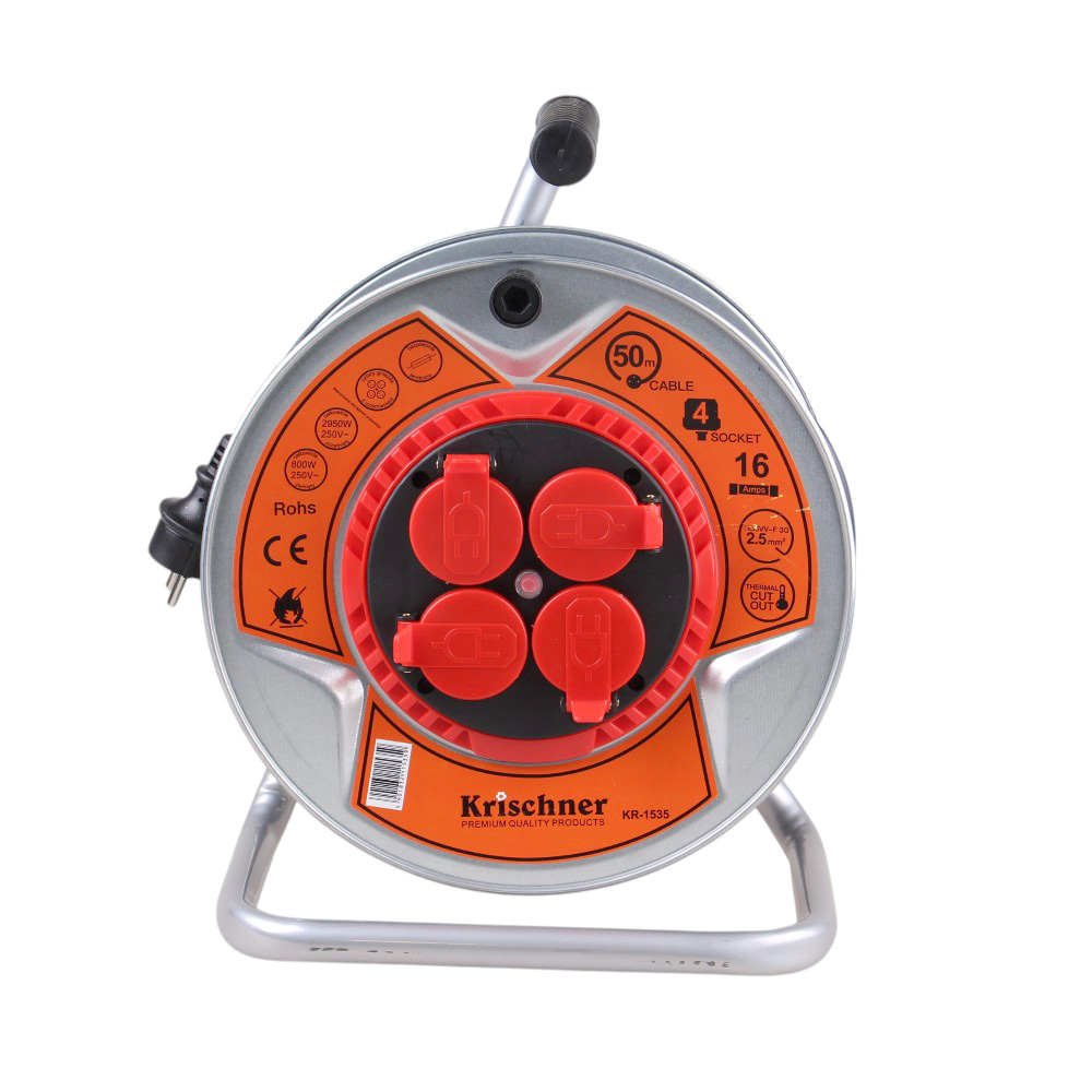 Prodlužovací kabel na bubnu 50 m šedý 2,5mm KR-1535 - náhľad 2