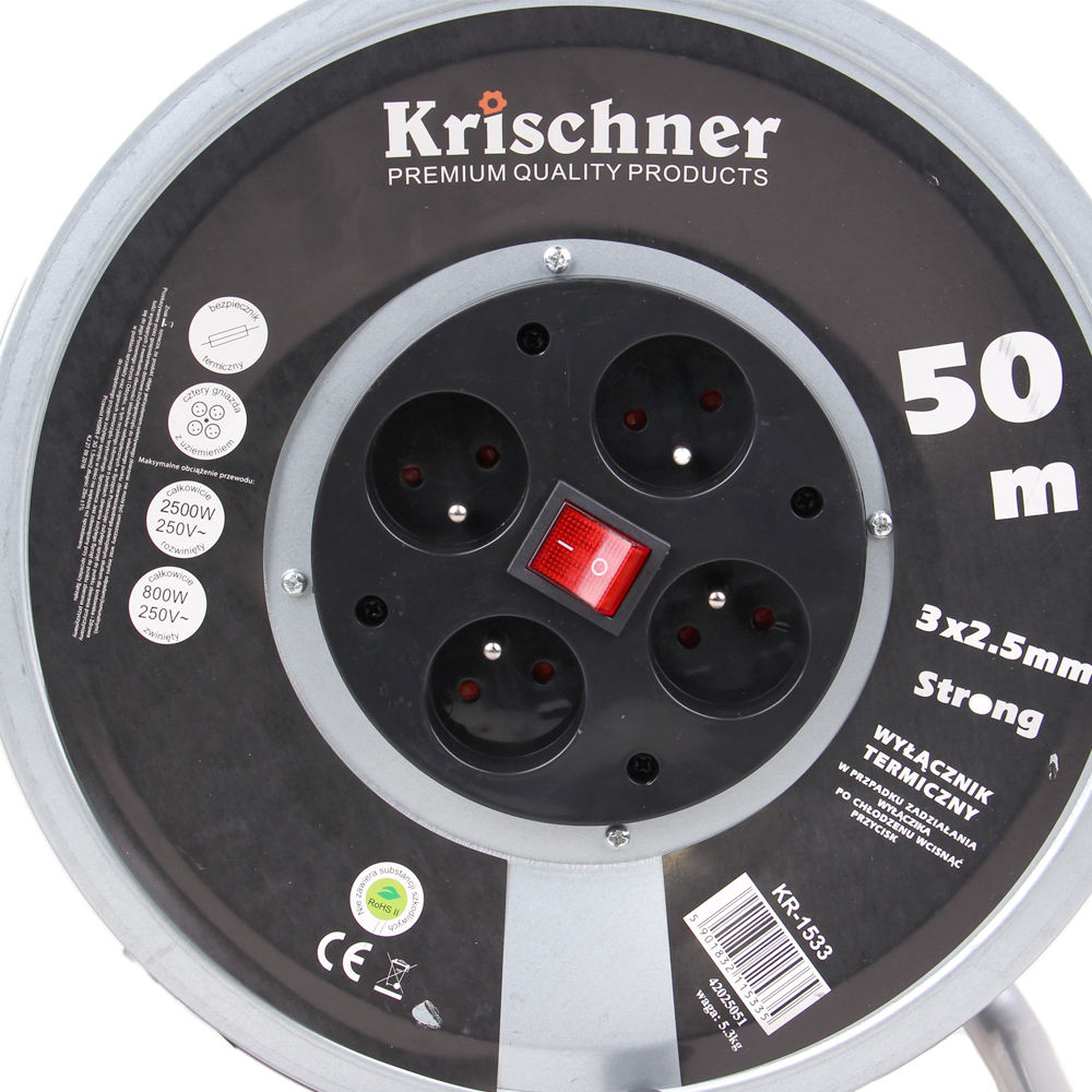 Prodlužovací kabel na bubnu 50 m KR-1533 - náhľad 3