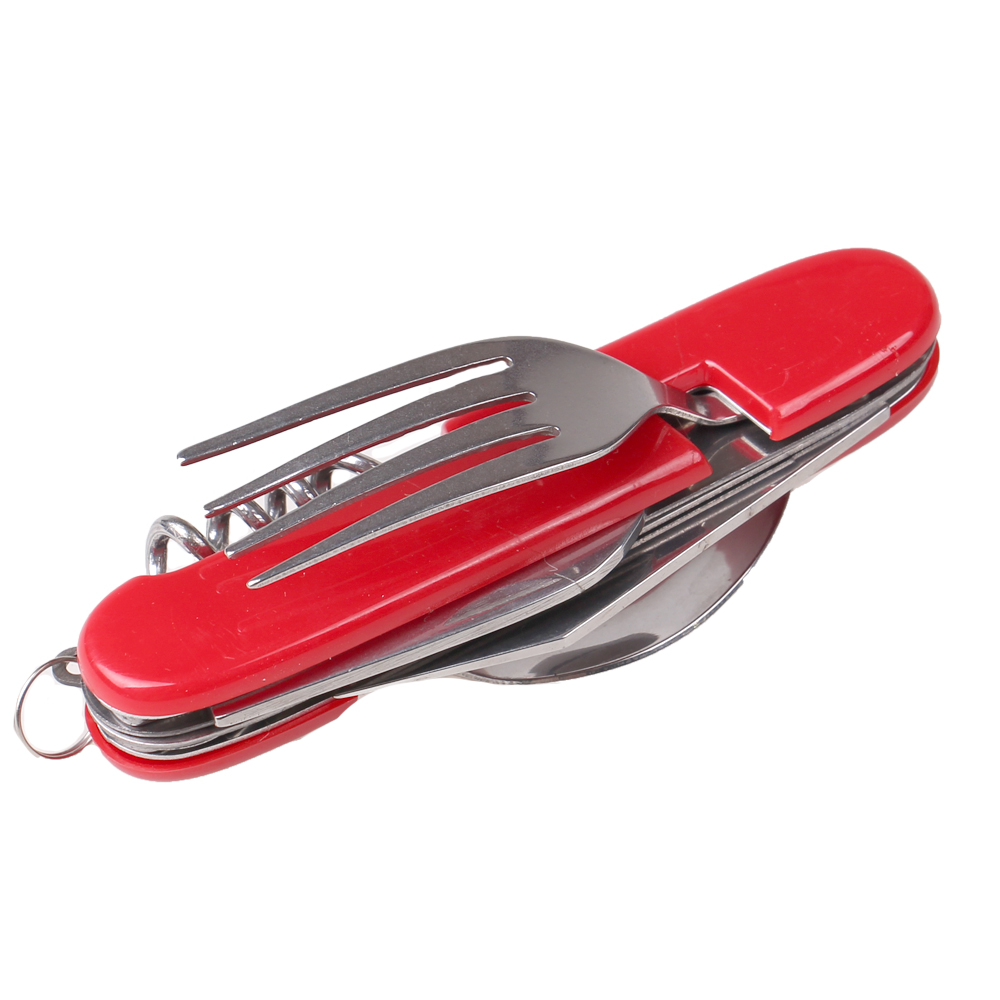 Multifunkční kempingový příbor JIN BIN LI červený - náhľad 2