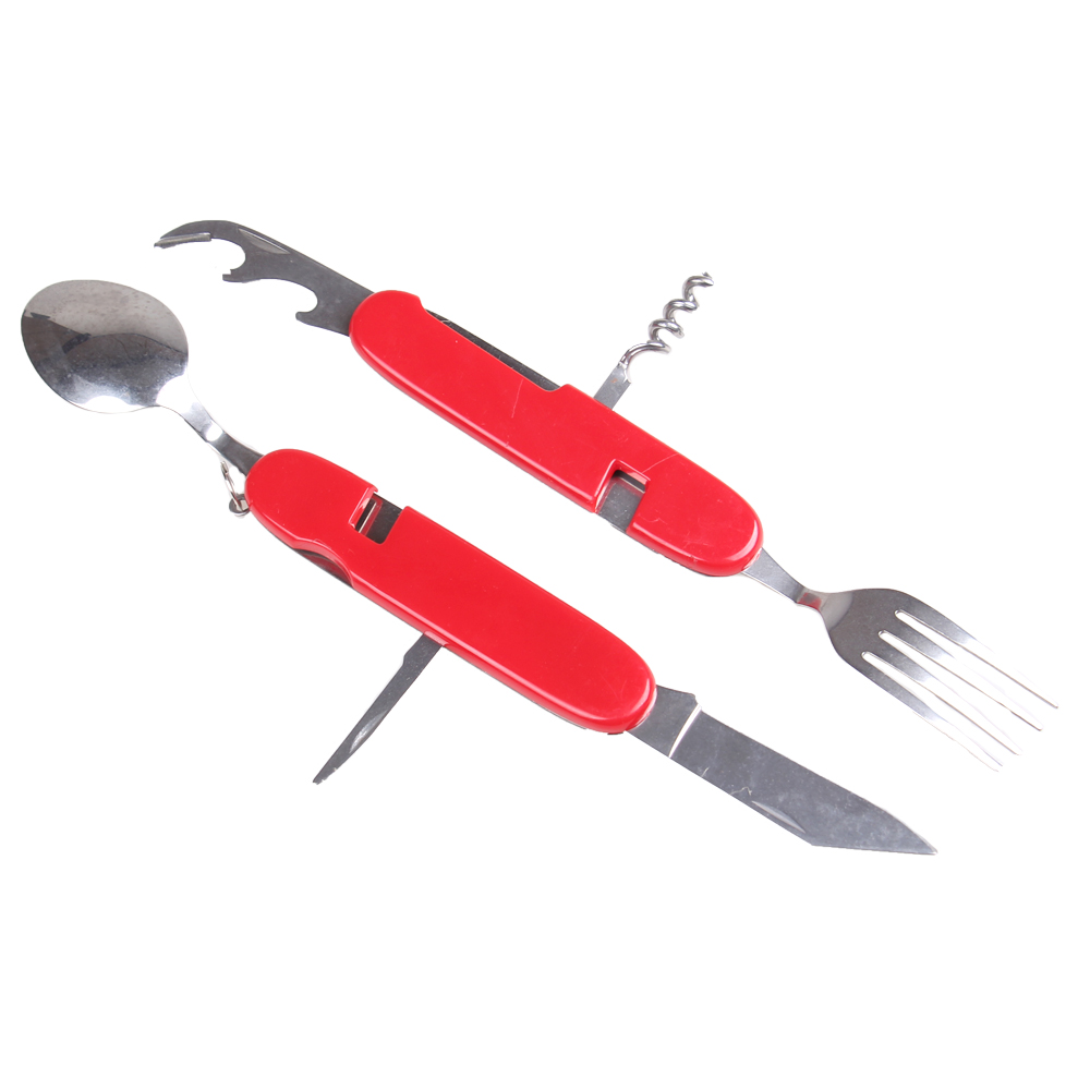 Multifunkční kempingový příbor JIN BIN LI červený - náhľad 3