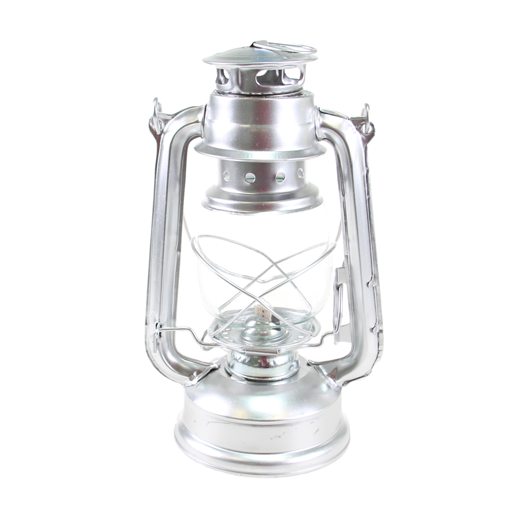 Petrolejová lampa 25 cm stříbrná - náhľad 2