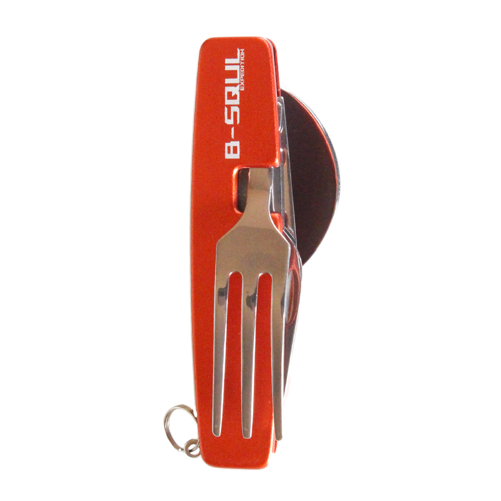 Rozkládací multifunkční kempingový příbor B-SQUL červený - náhľad 1