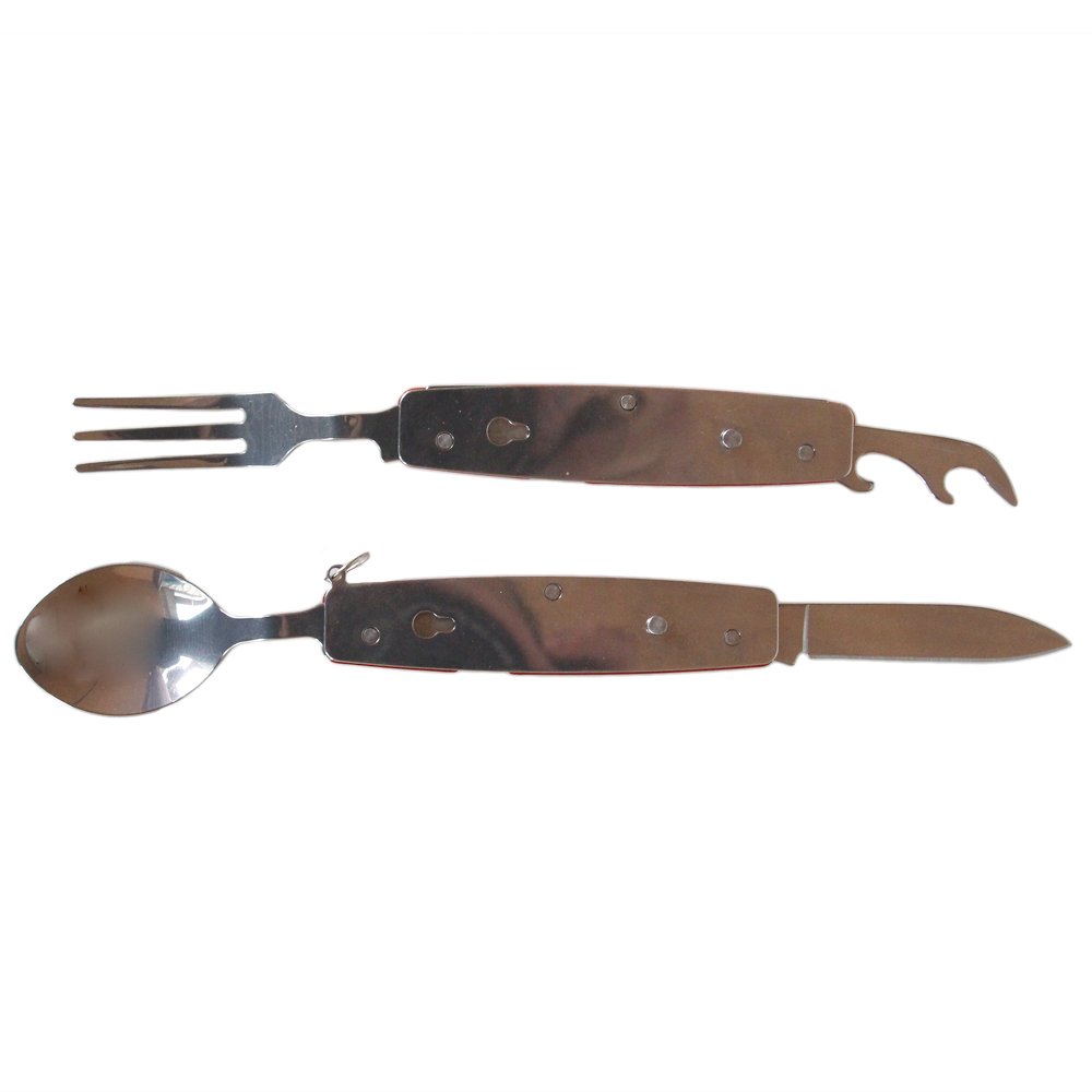 Rozkládací multifunkční kempingový příbor B-SQUL červený - náhľad 2