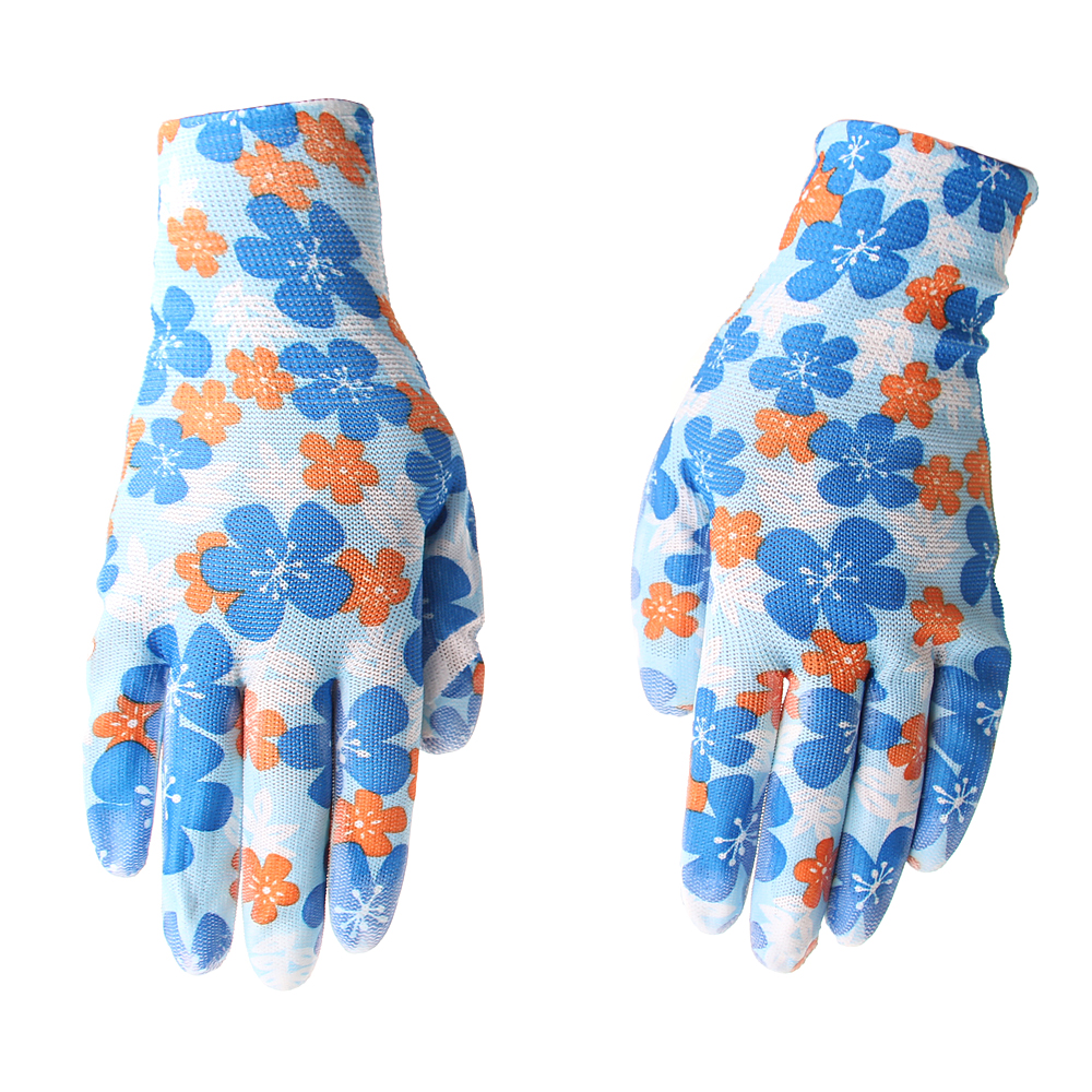 Zahradní rukavice modré květiny - náhľad 1