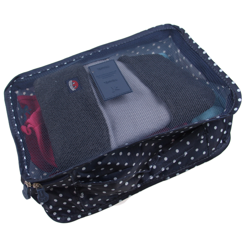 Cestovní organizér do kufru 6ks modrý s puntíky - náhľad 4