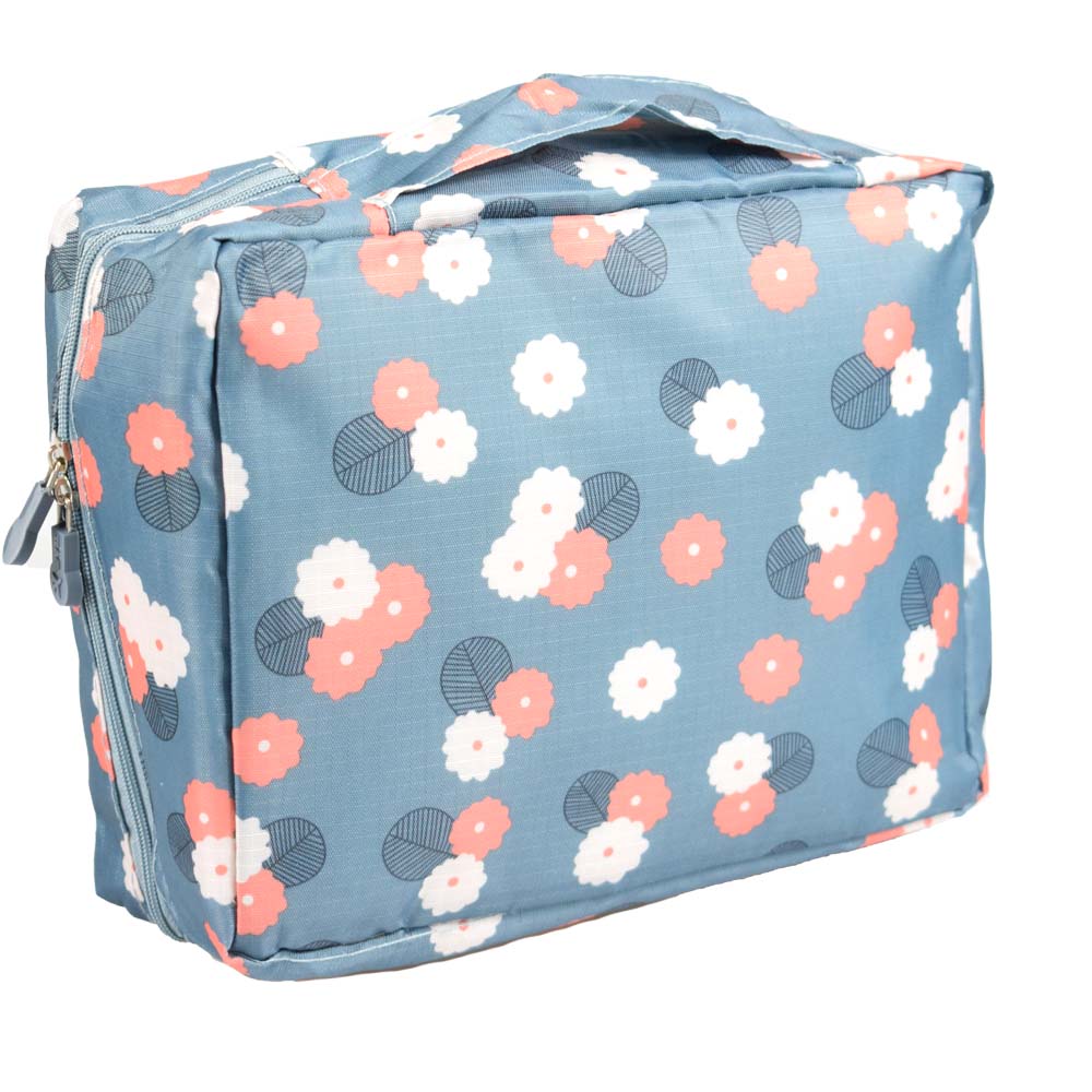 Kosmetická taška Travel modrá s květy - náhľad 2