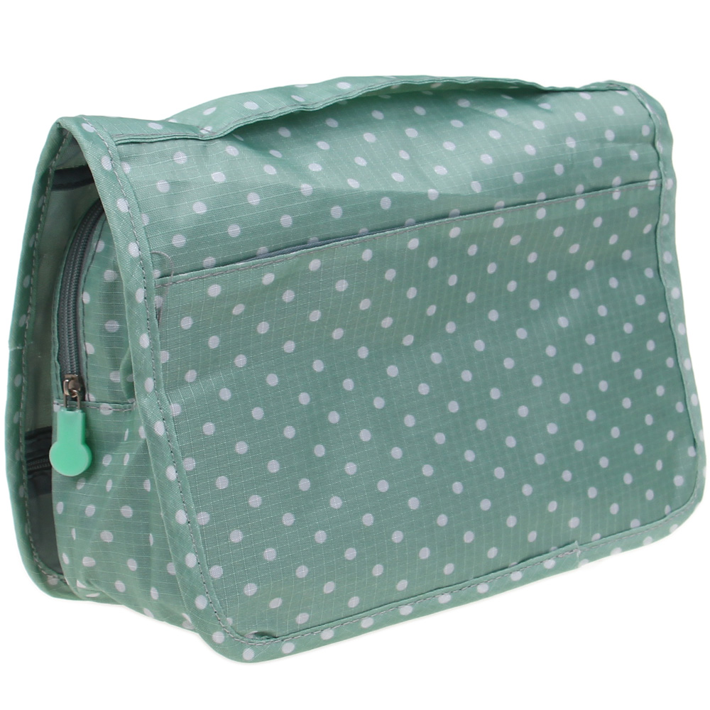 Kosmetická taška závěsná zelená s puntíky - náhľad 2