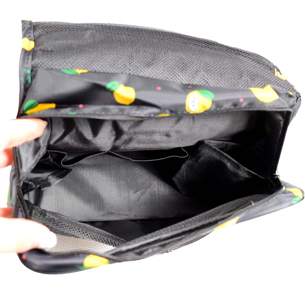Kosmetická taška závěsná černá s citróny - náhľad 4
