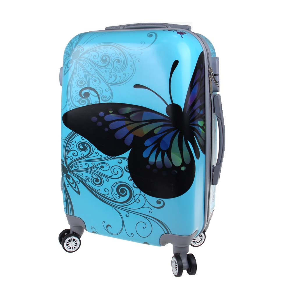Sada 3 skořepinových kufrů (Blue Butterfly) - náhľad 1