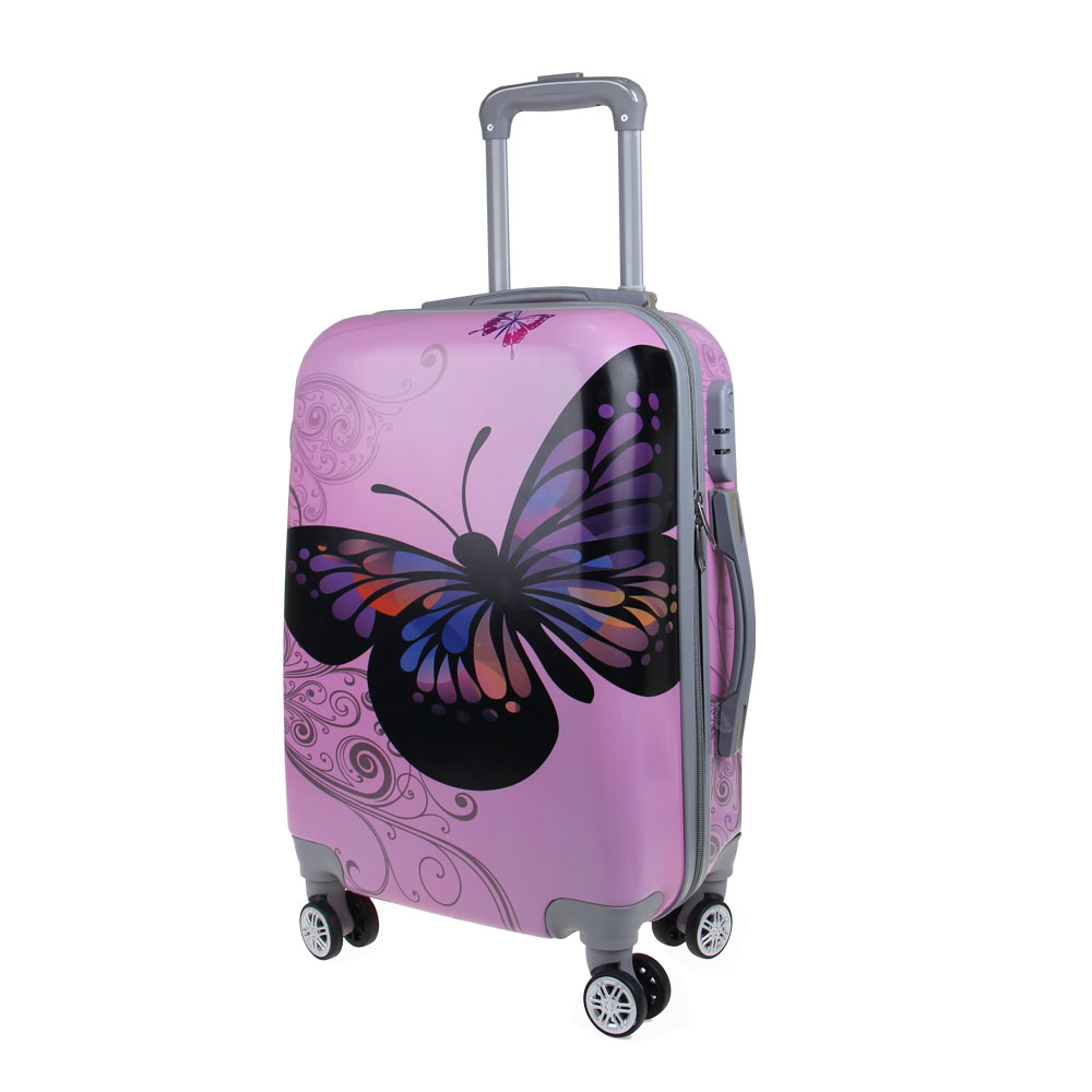 Sada 3 skořepinových kufrů (Pink Butterfly) - náhľad 2