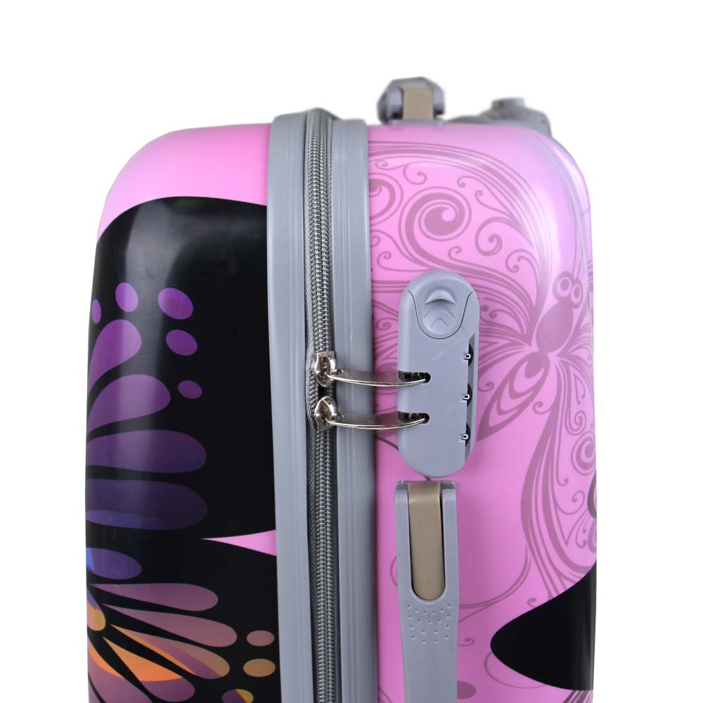 Sada 3 skořepinových kufrů (Pink Butterfly) - náhľad 3