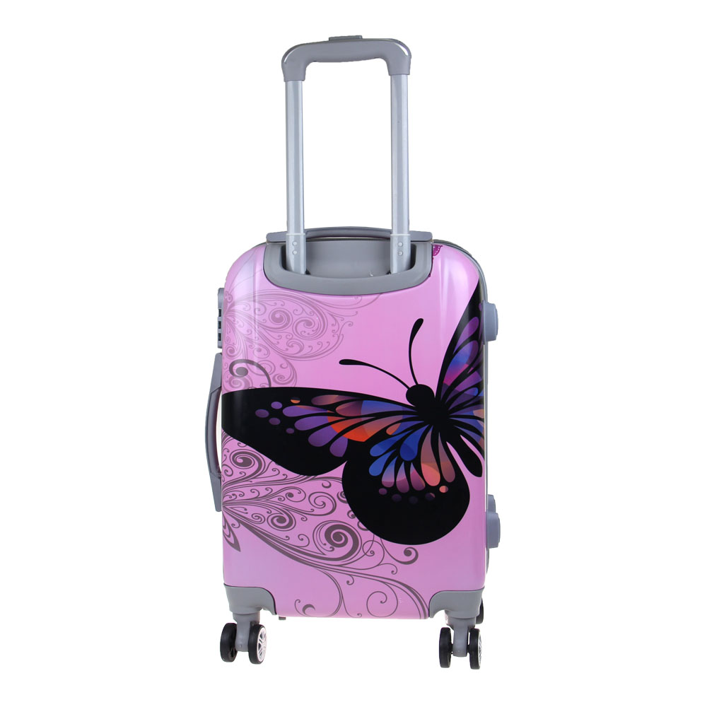 Sada 3 skořepinových kufrů (Pink Butterfly) - náhľad 4