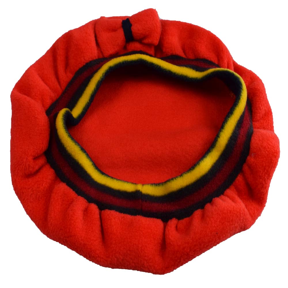 Čepice fleecová červená s mašlí - náhľad 1